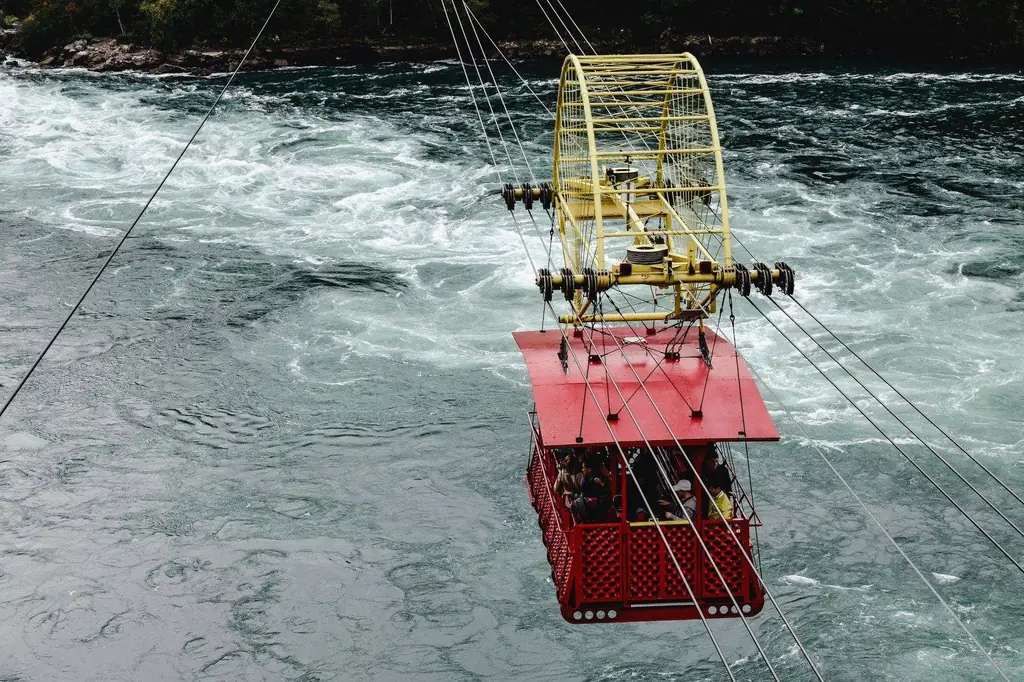 Whirlpool Aero Car traversing the swirling waters of the Niagara River gorge