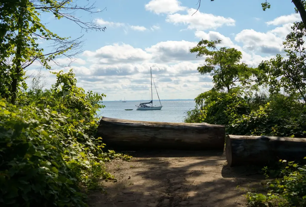 Sailboat on Lake Ontario seen from the Toronto waterfront