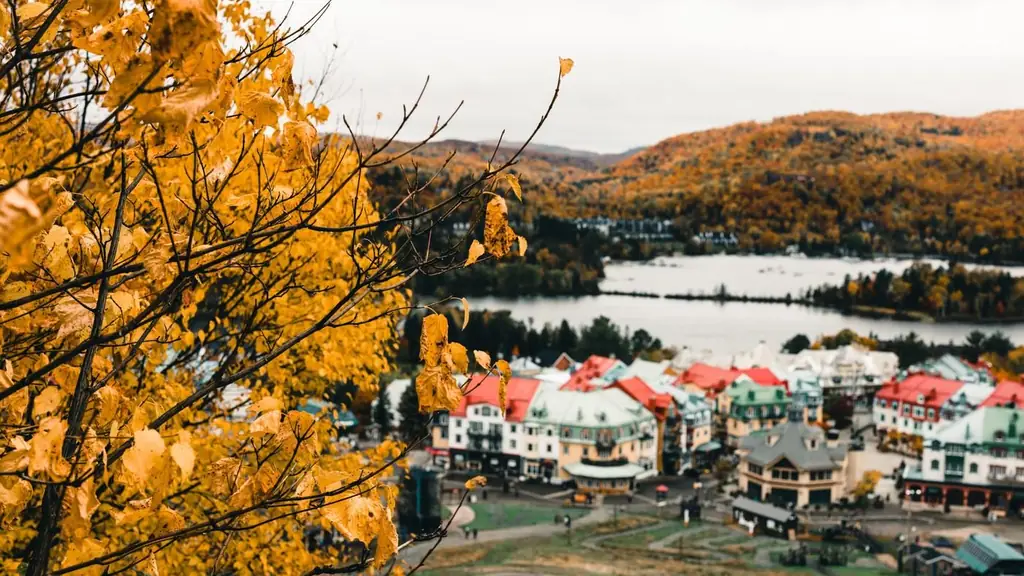 Autumn view of Mont-Tremblant with colorful foliage and village houses