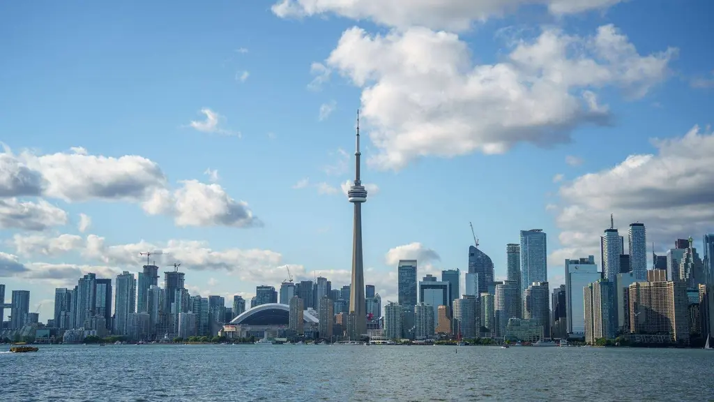 Daytime view of Toronto's skyline with the iconic CN Tower and modern skyscrapers