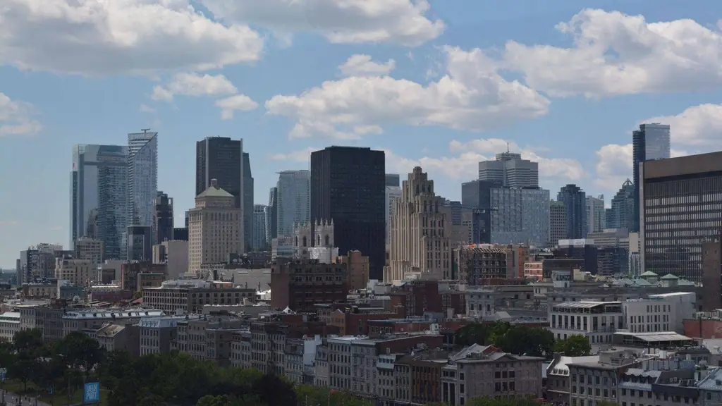 Downtown Montréal skyline under a cloudy sky