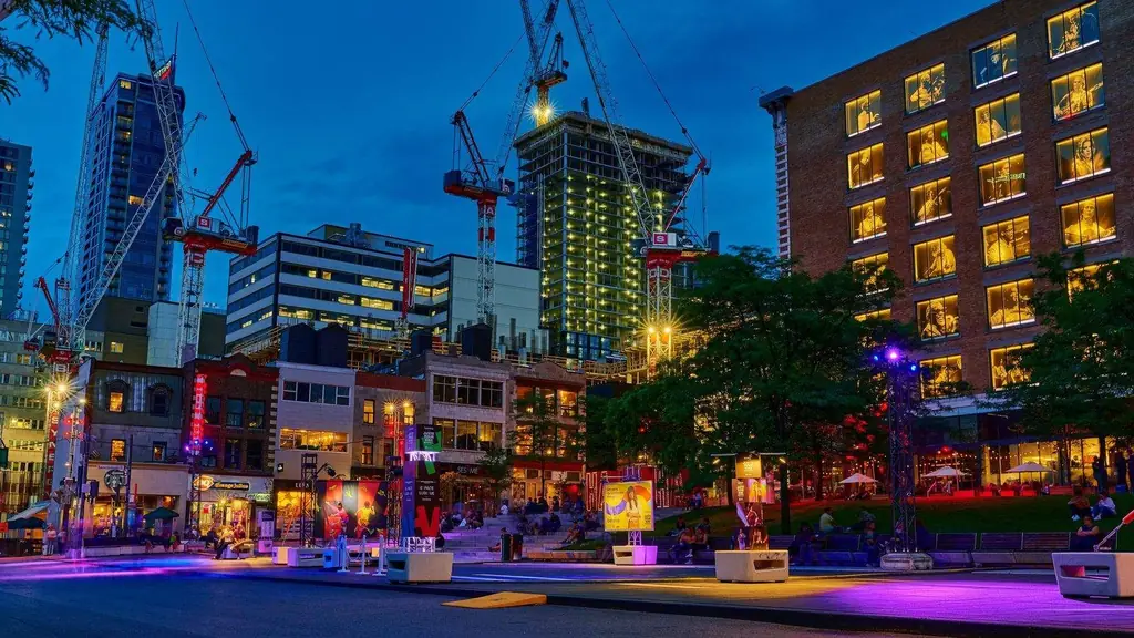 Nighttime scene of downtown Montreal