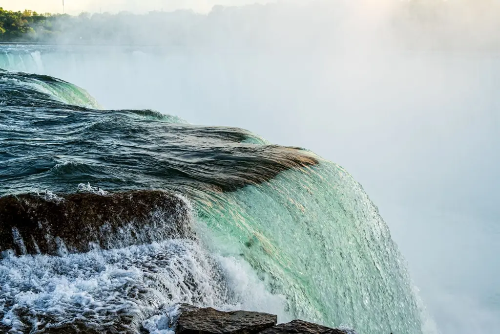 Horseshoe Falls with mist and flowing water at Niagara Falls, Canada