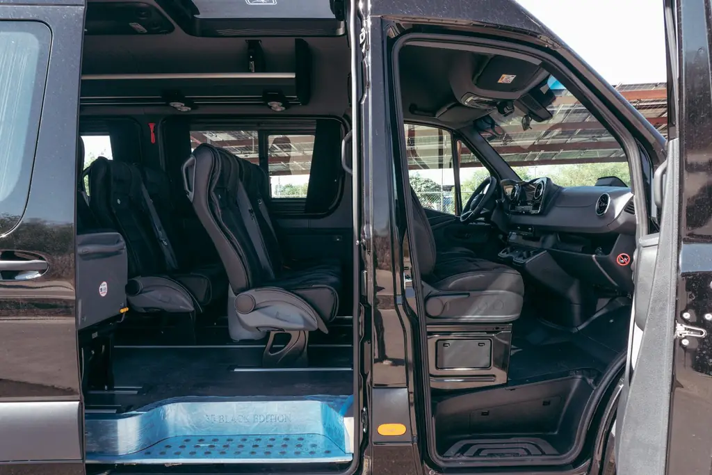 Spacious and luxurious interior of a premium black van